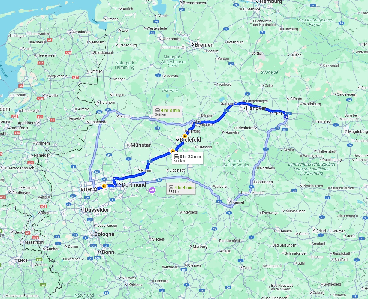 Anreise von Essen Zu Braunschweig Über via A2