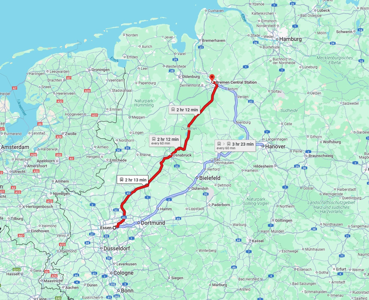 Anreise von Essen Zu Bremen Über 