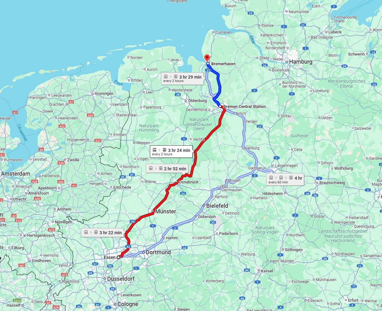 Anreise von Essen Zu Bremerhaven Über 