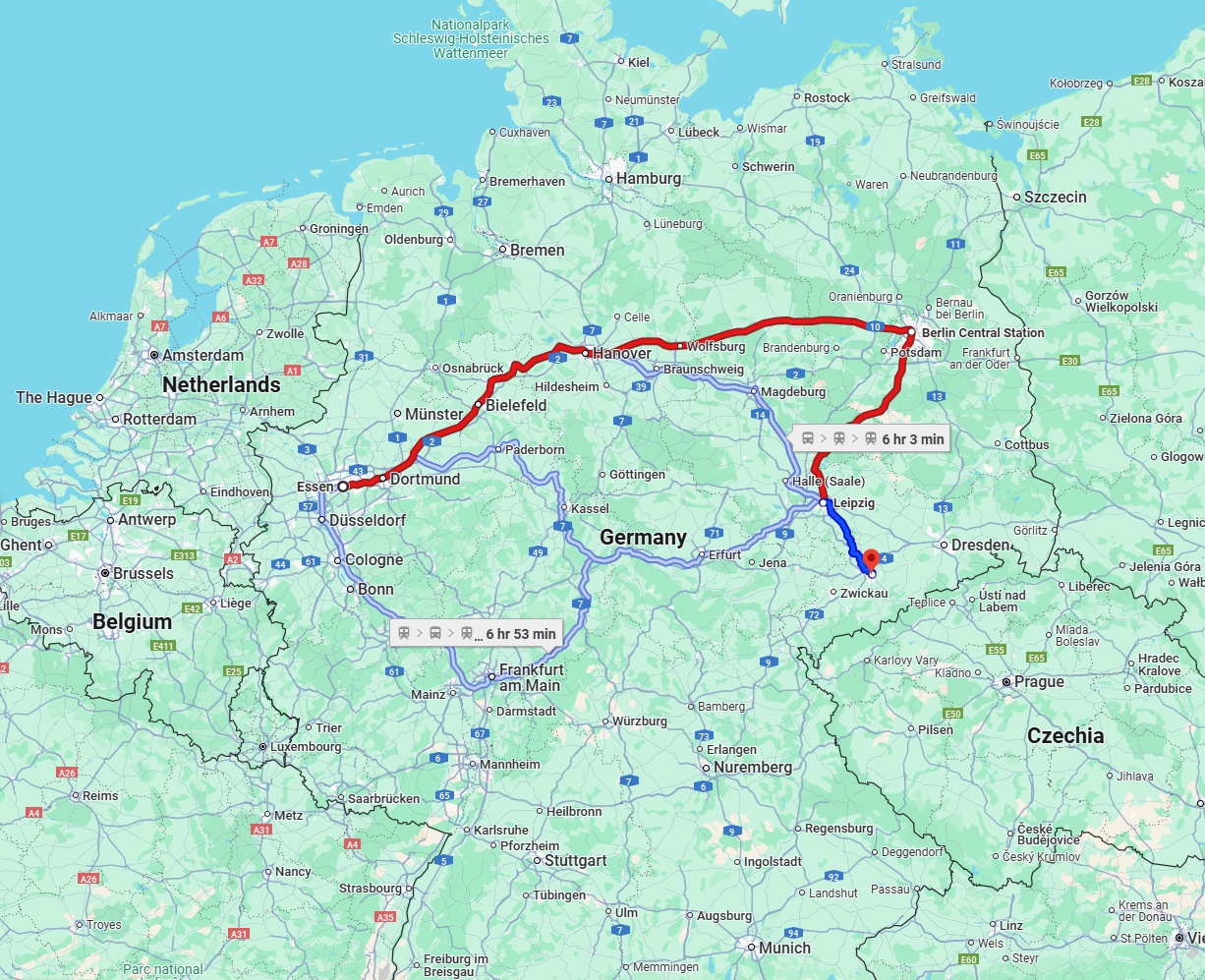 Anreise von Essen Zu Chemnitz Über 