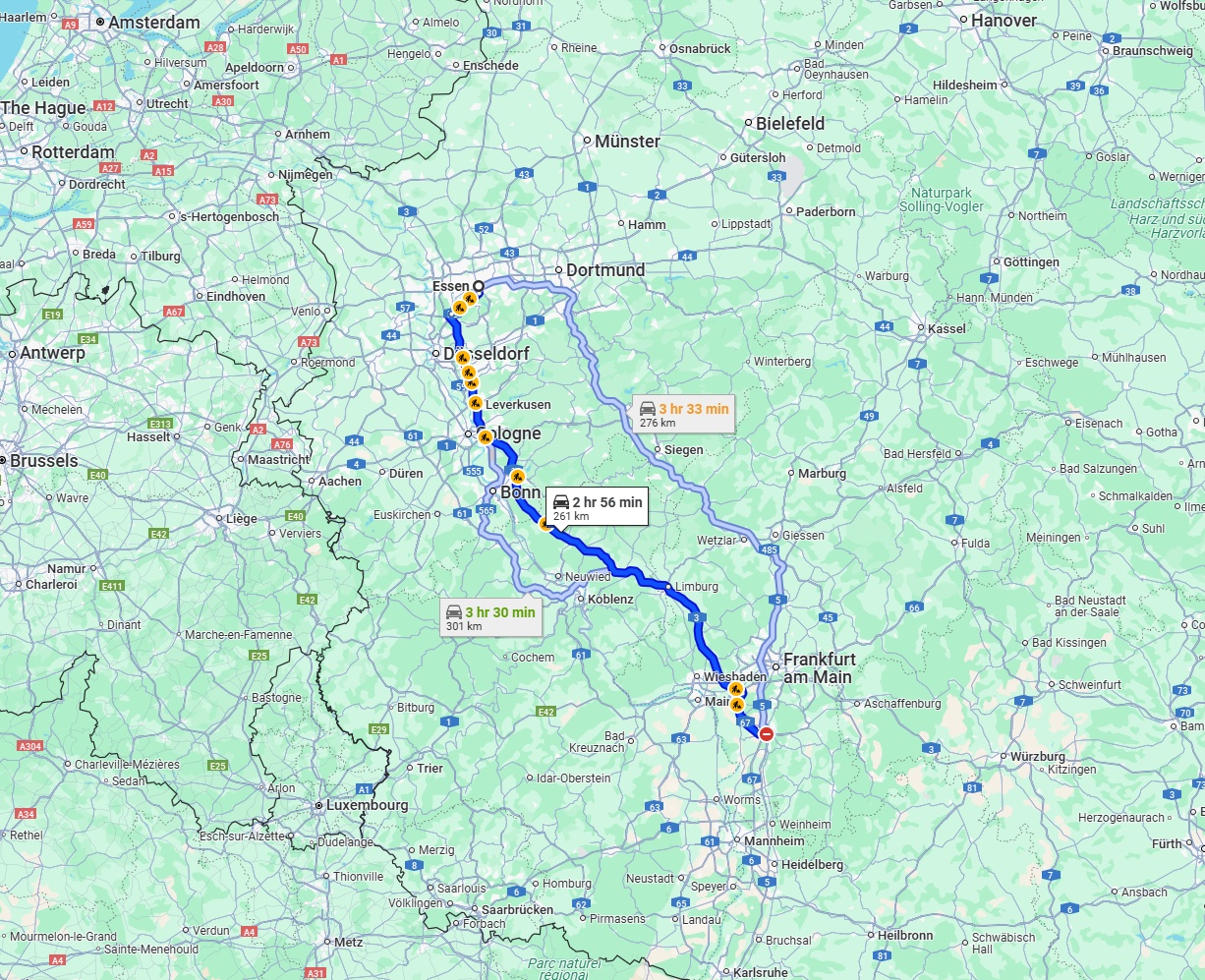 Anreise von Essen Zu Darmstadt Über via A3