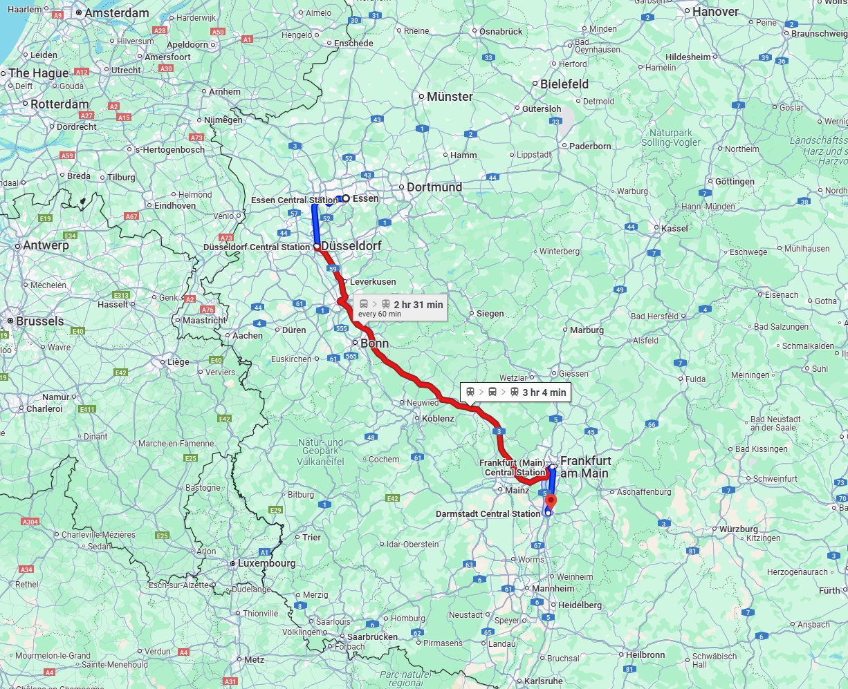 Anreise von Essen Zu Darmstadt Über 