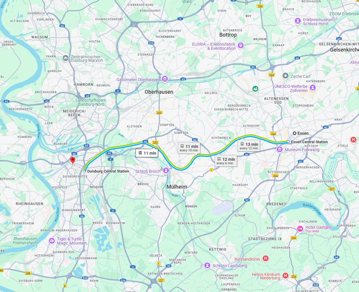Anreise von Essen Zu Duisburg Über 