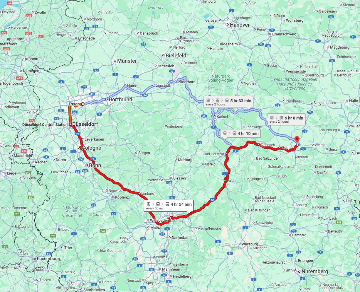 Anreise von Essen Zu Erfurt Über 