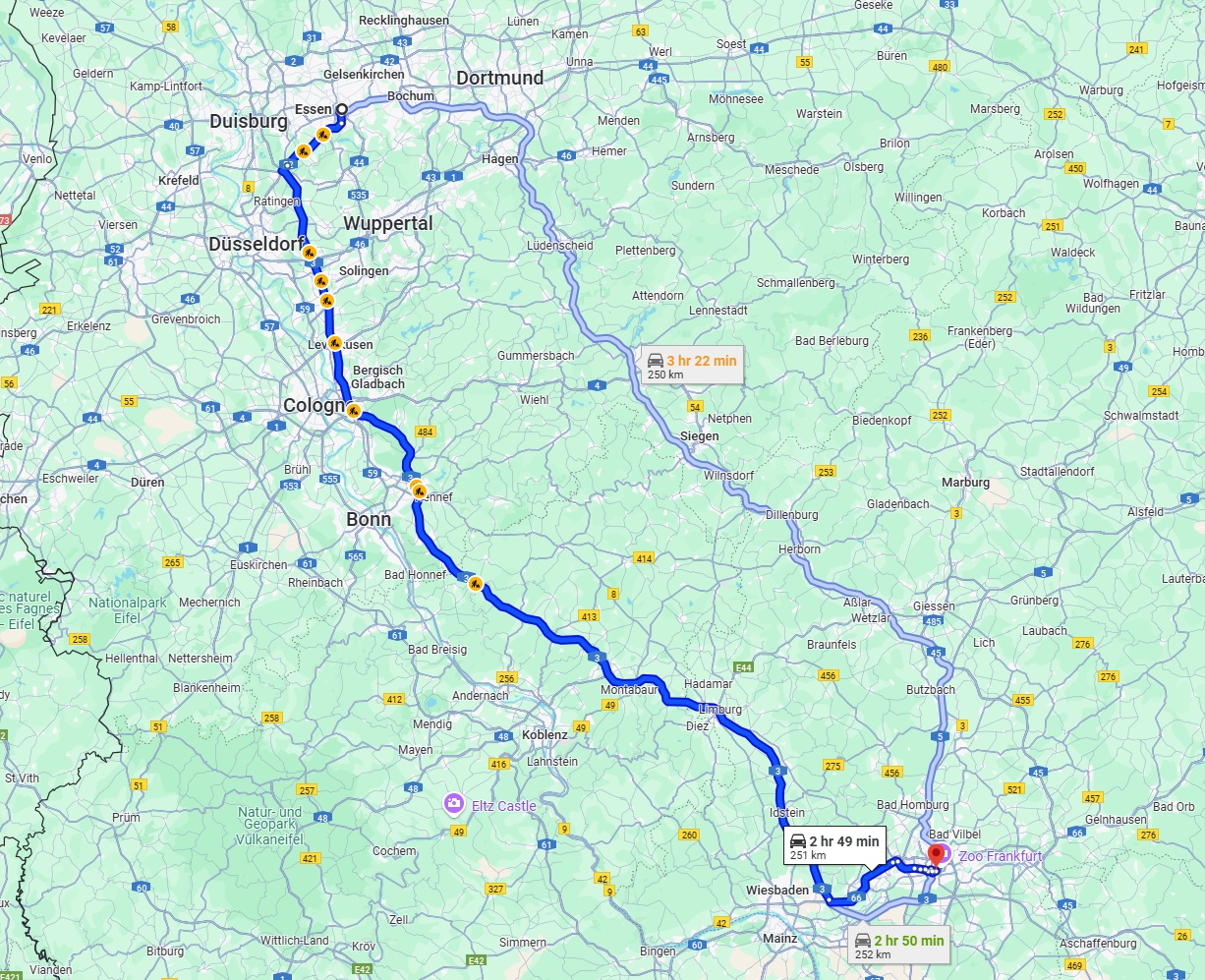 Anreise von Essen Zu Frankfurt am Main Über via A3