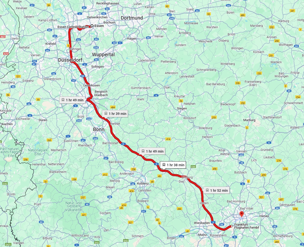 Anreise von Essen Zu Frankfurt am Main Über 