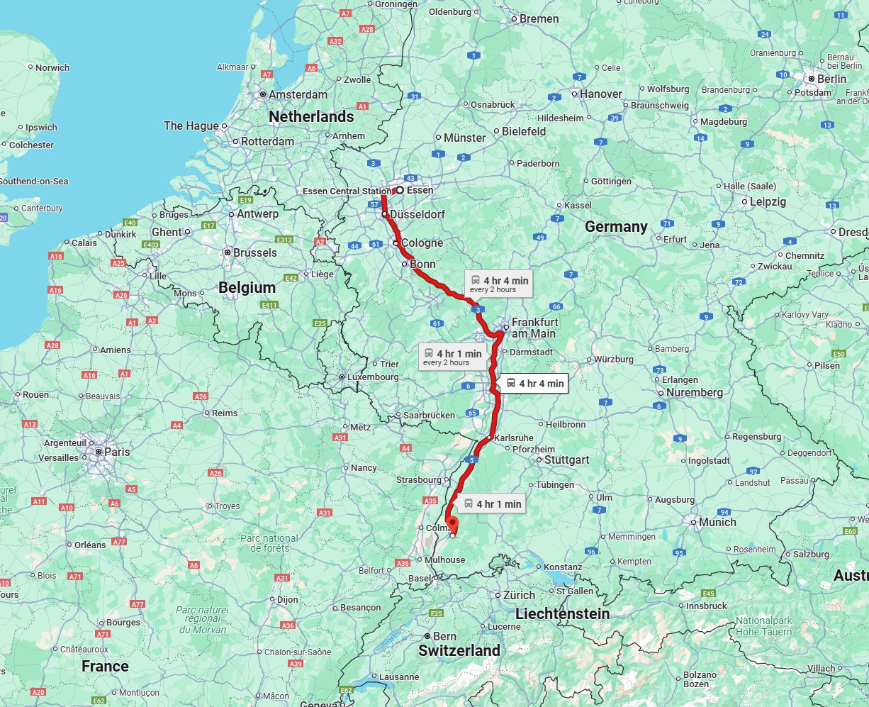 Anreise von Essen Zu Freiburg im Breisgau Über 