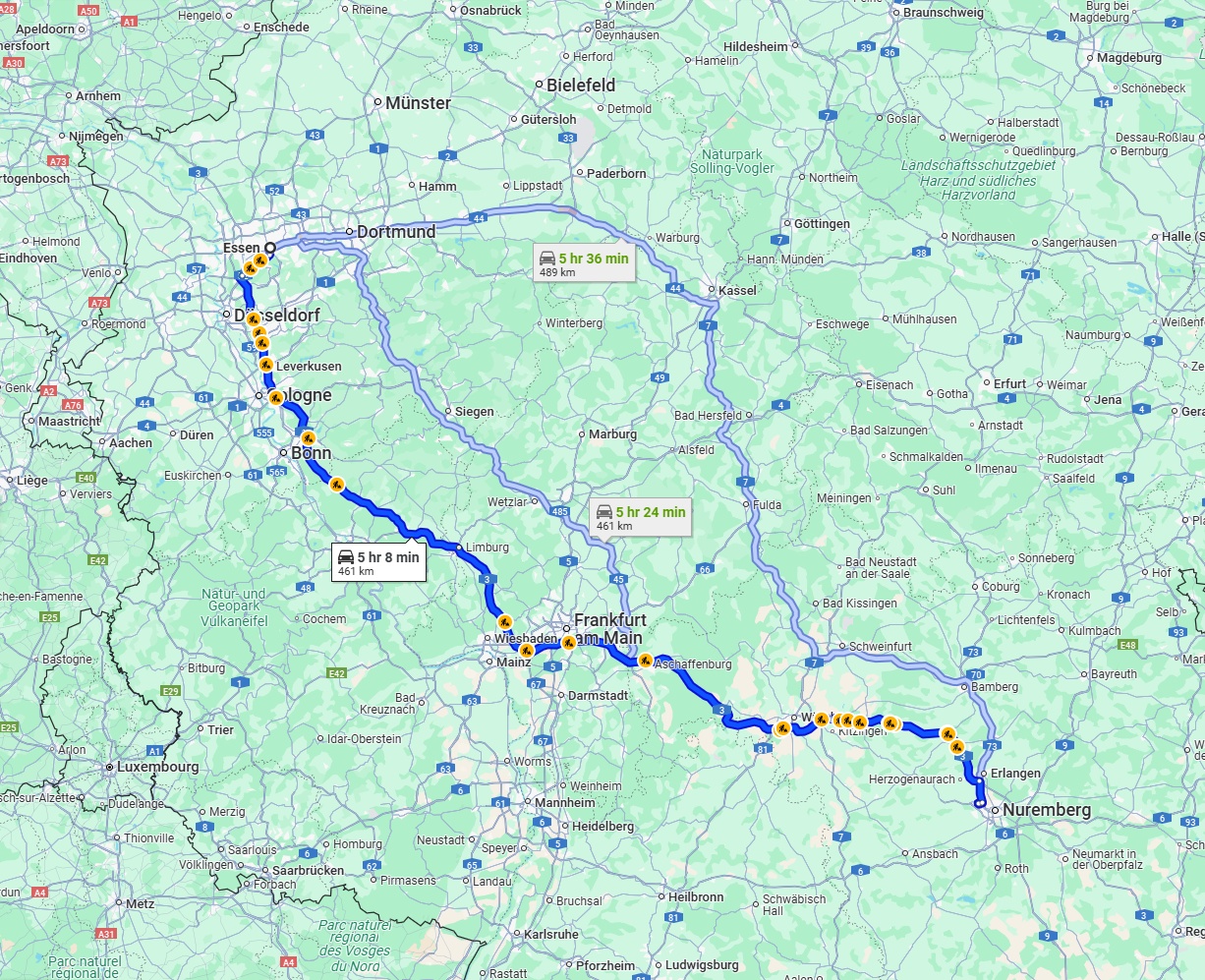 Anreise von Essen Zu Fürth Über via A3