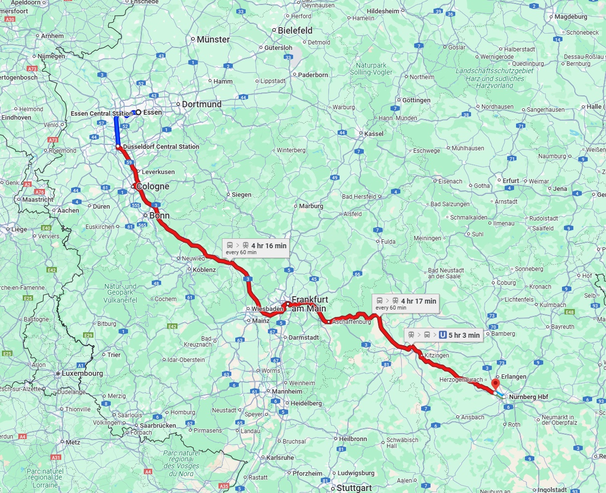Anreise von Essen Zu Fürth Über 