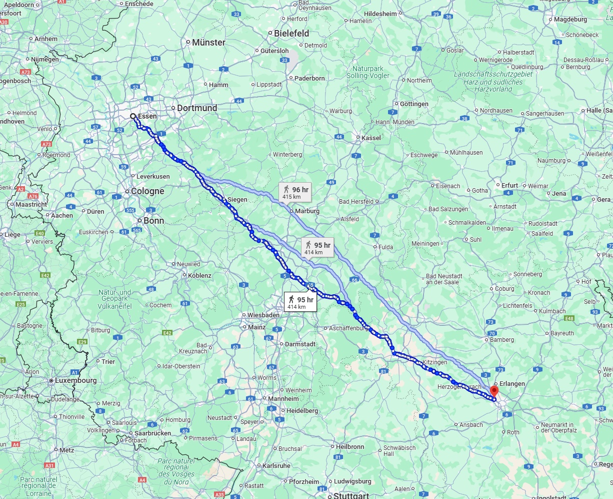 Anreise von Essen Zu Fürth Über 