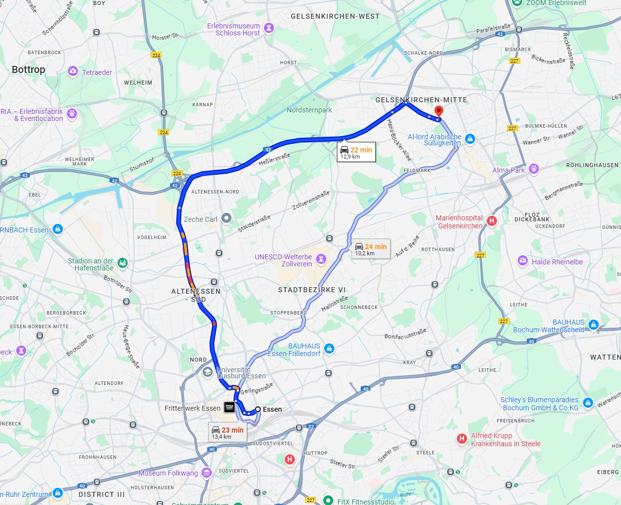 Anreise von Essen Zu Gelsenkirchen Über via Gladbecker Str. and A42