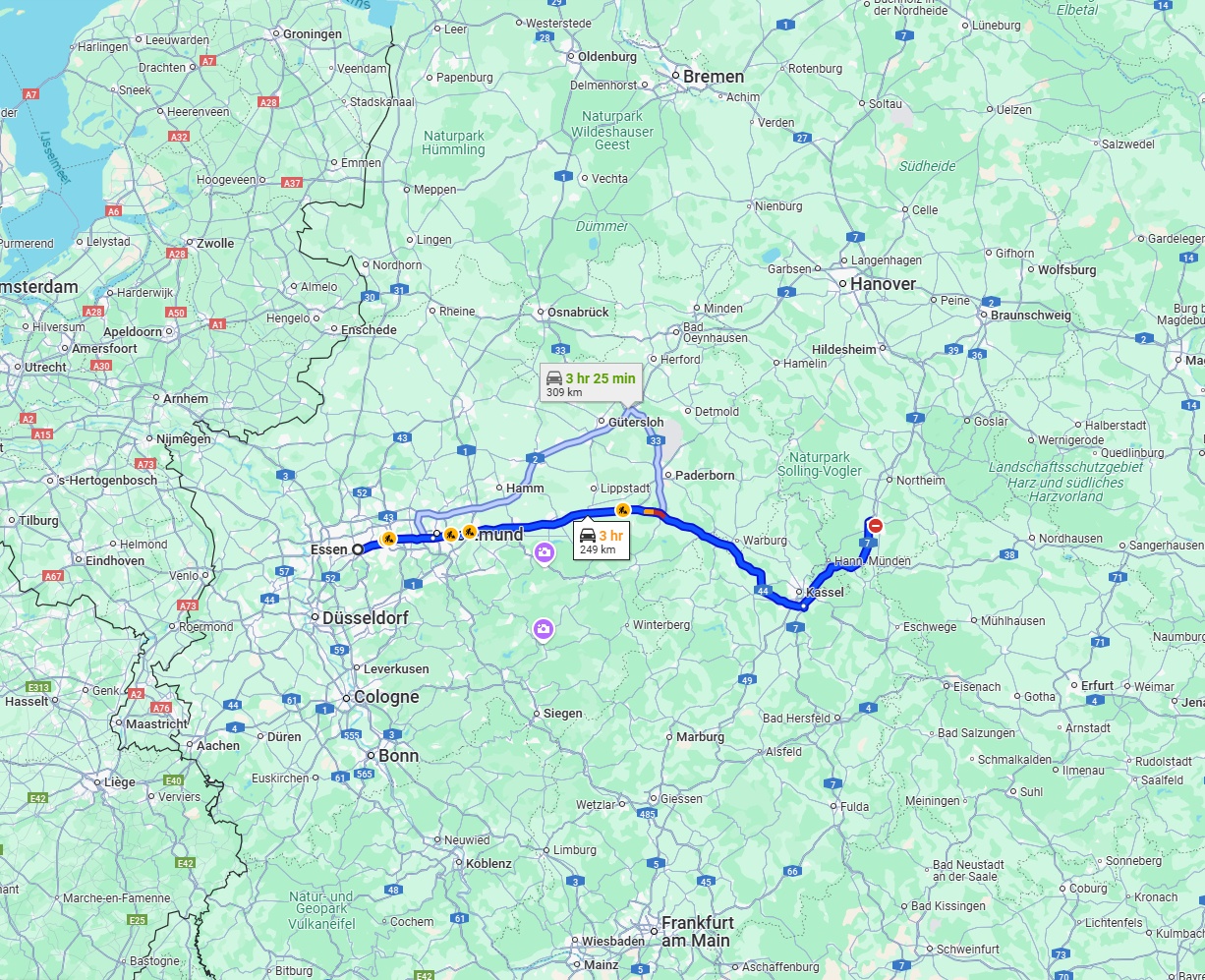 Anreise von Essen Zu Göttingen Über via A44