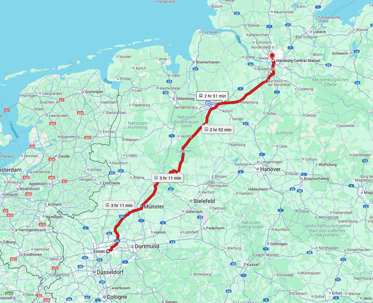 Anreise von Essen Zu Hamburg Über 