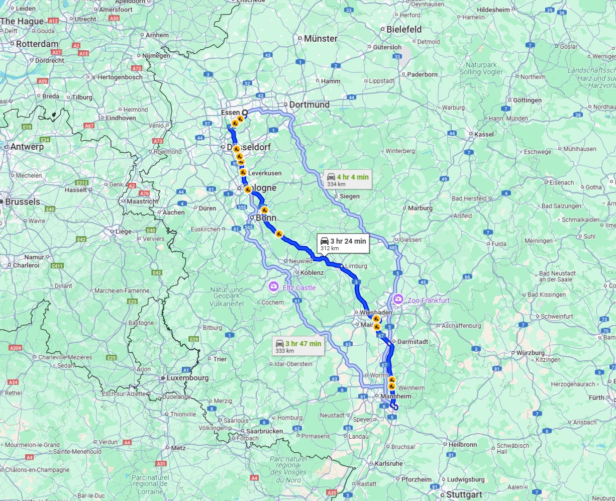 Anreise von Essen Zu Heidelberg Über via A3