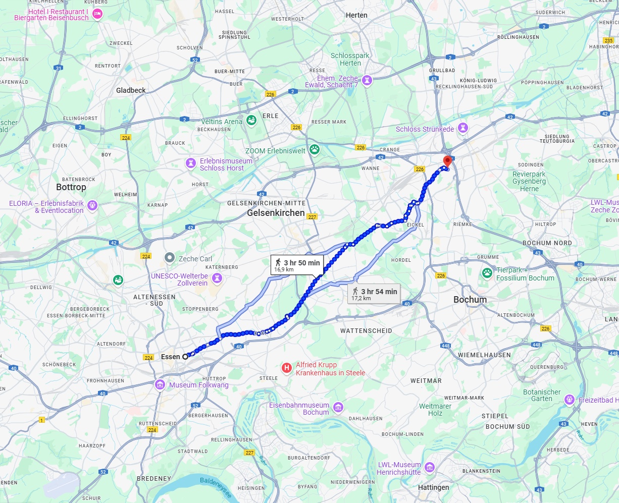 Anreise von Essen Zu Herne Über 