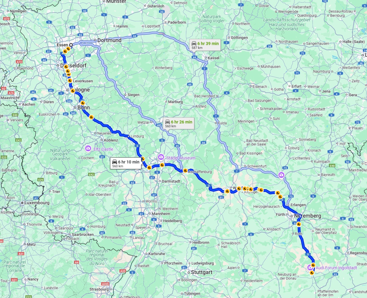 Anreise von Essen Zu Ingolstadt Über via A3