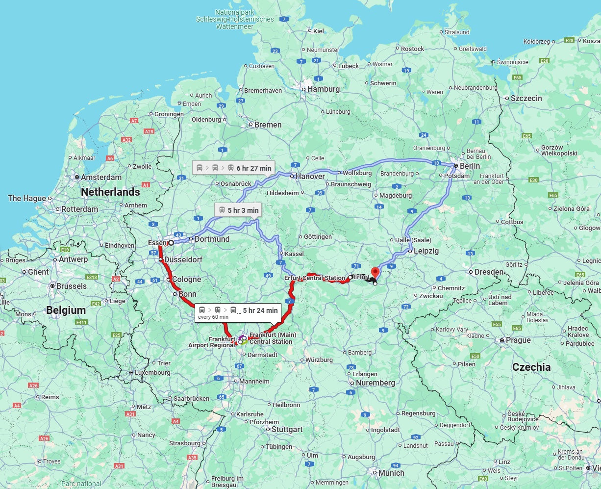 Anreise von Essen Zu Jena Über 