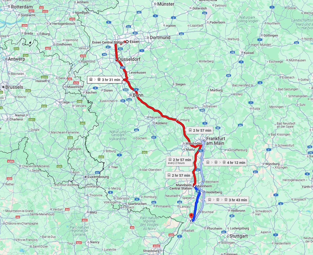 Anreise von Essen Zu Karlsruhe Über 