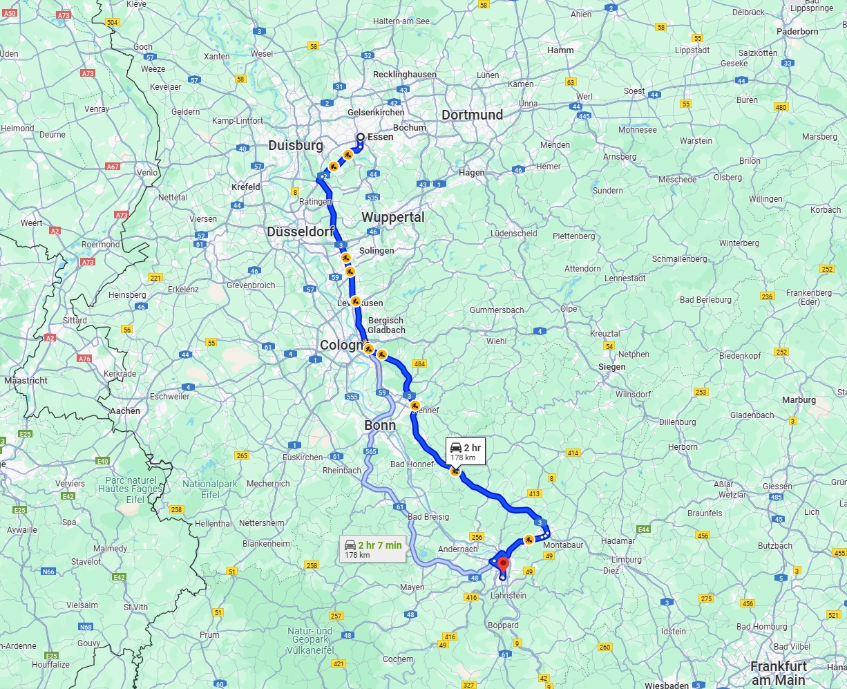 Anreise von Essen Zu Koblenz Über via A3
