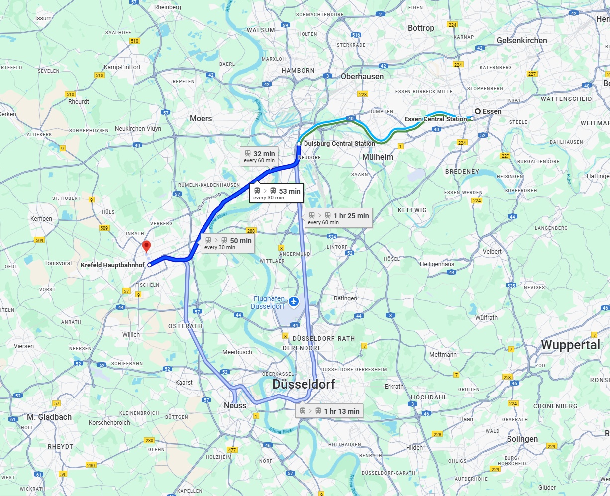 Anreise von Essen Zu Krefeld Über 