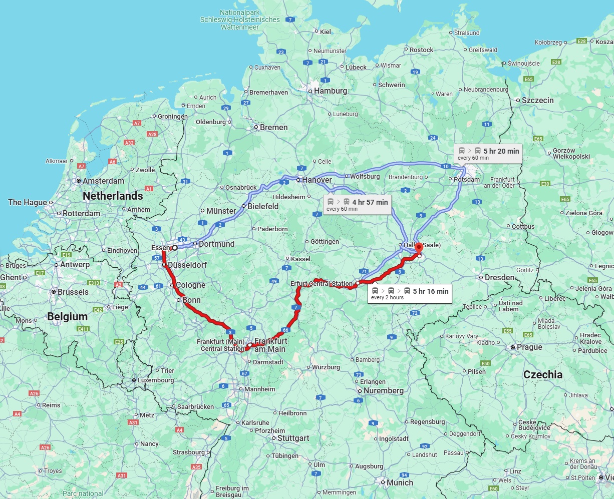 Anreise von Essen Zu Leipzig Über 