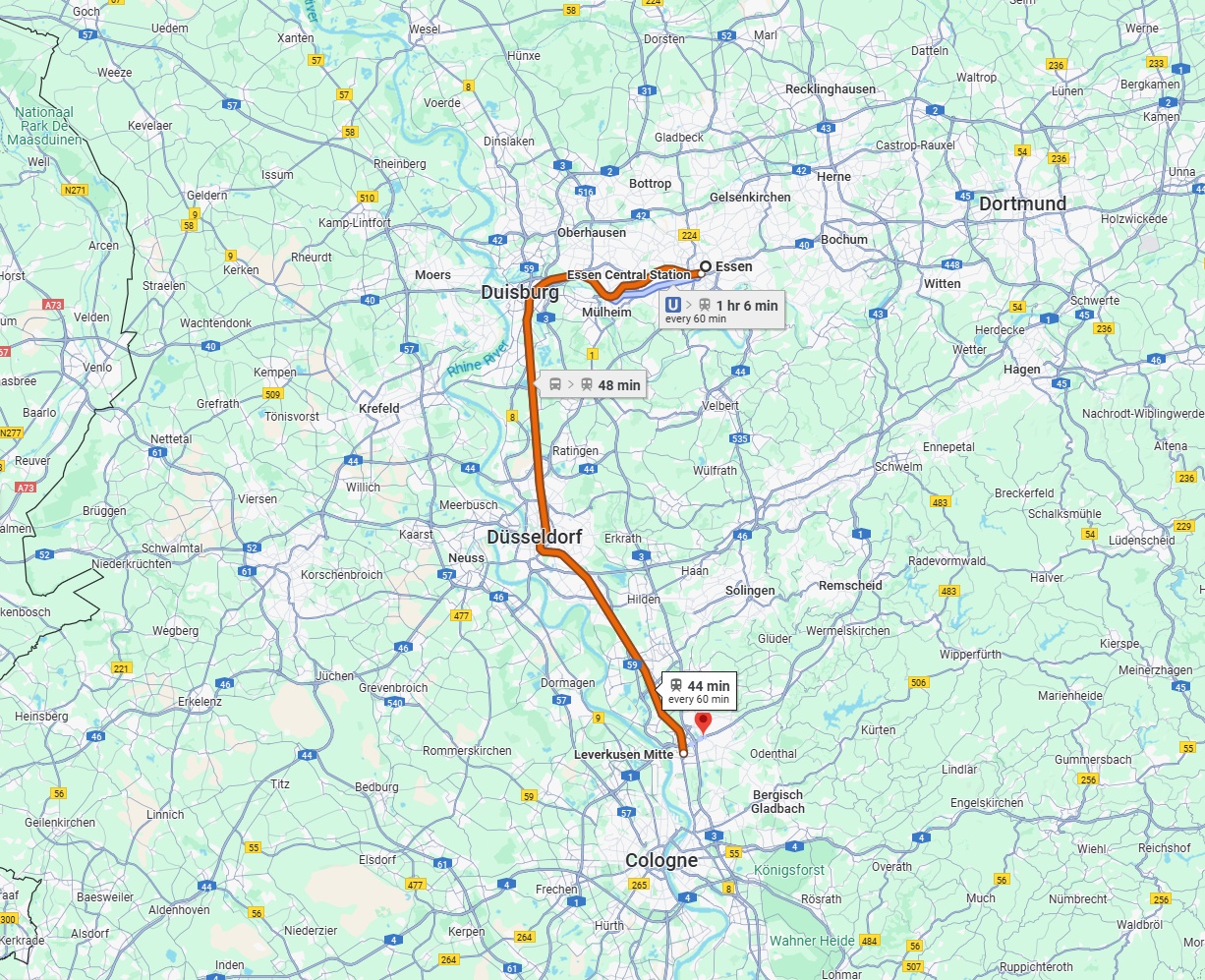 Anreise von Essen Zu Leverkusen Über 