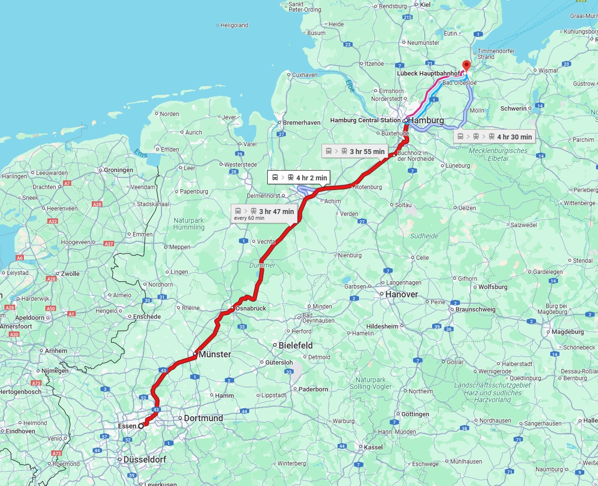 Anreise von Essen Zu Lübeck Über 