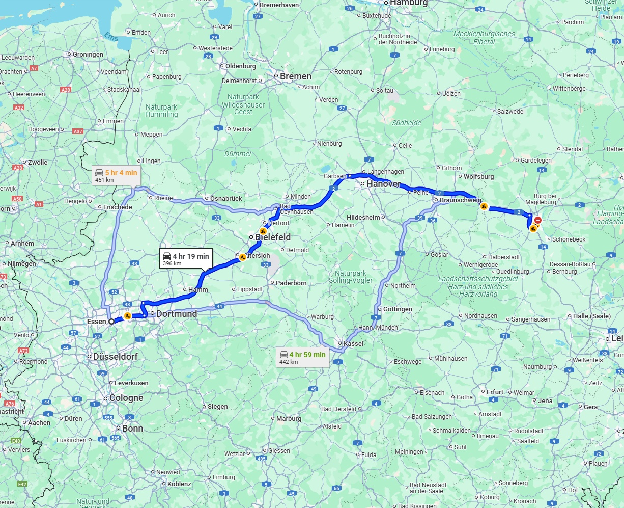 Anreise von Essen Zu Magdeburg Über via A2