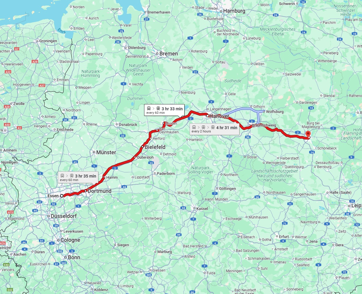 Anreise von Essen Zu Magdeburg Über 
