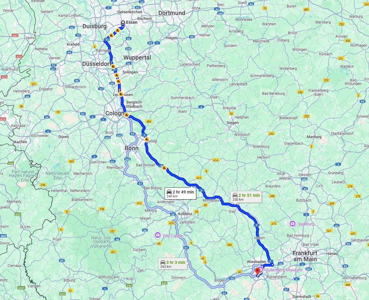 Anreise von Essen Zu Mainz Über via A3