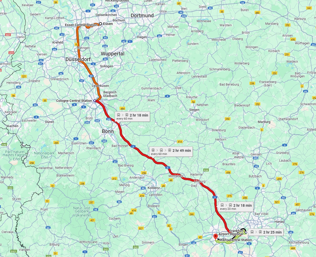 Anreise von Essen Zu Mainz Über 
