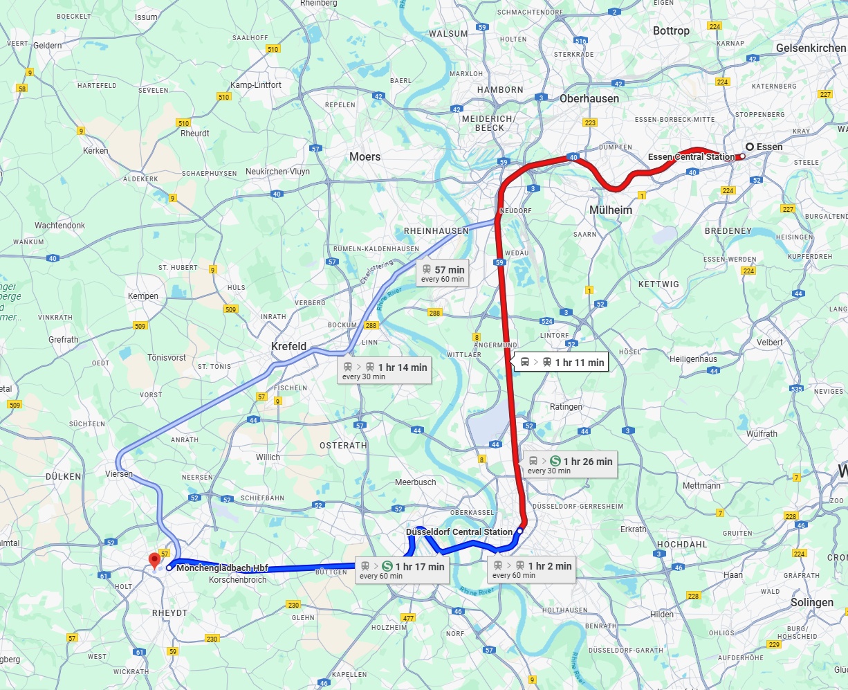 Anreise von Essen Zu Mönchengladbach Über 