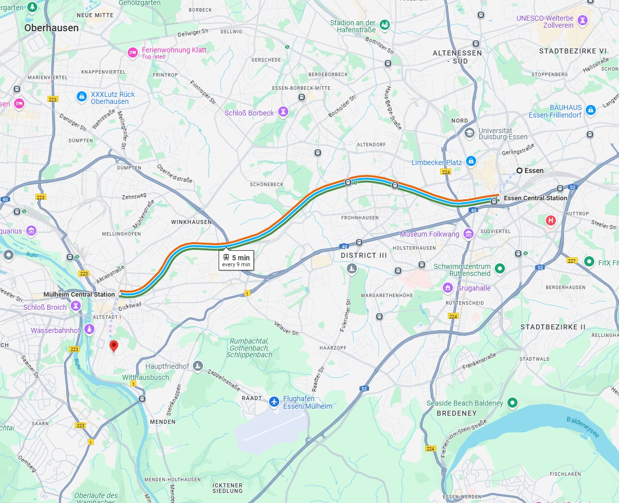 Anreise von Essen Zu Mülheim an der Ruhr Über 