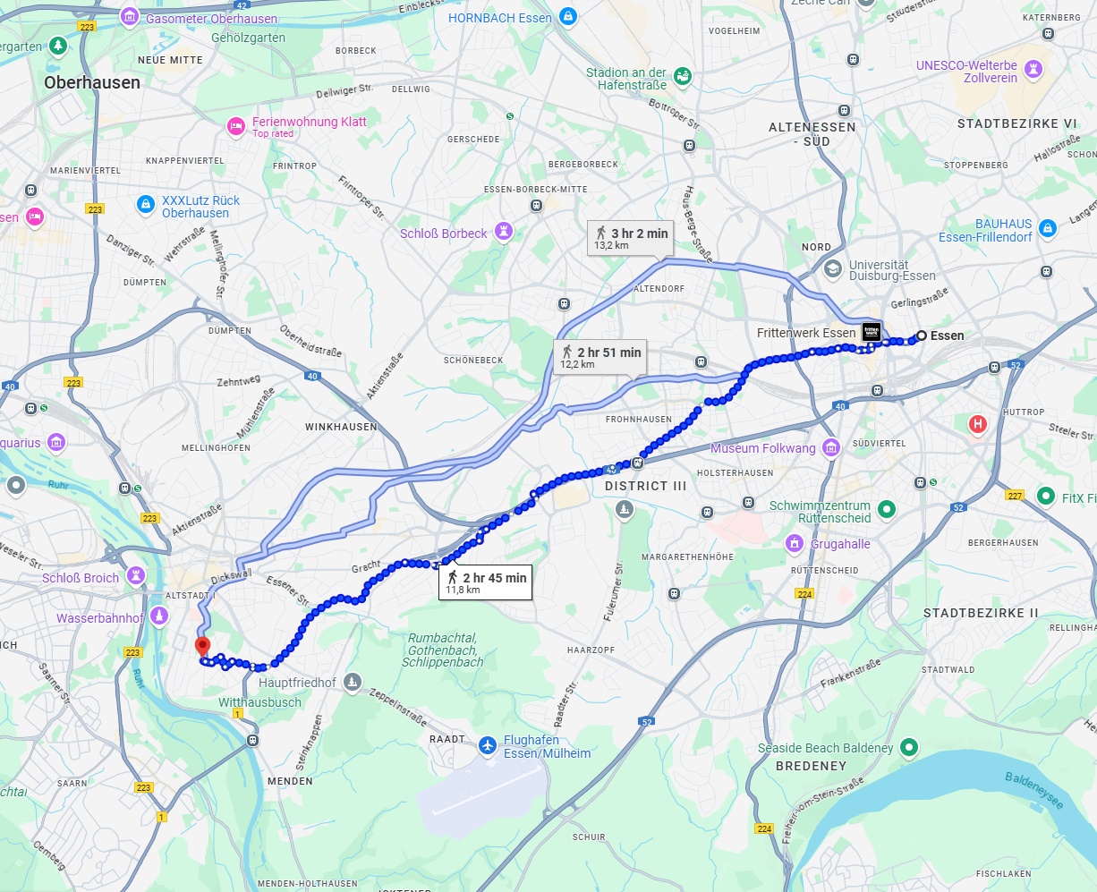 Anreise von Essen Zu Mülheim an der Ruhr Über 