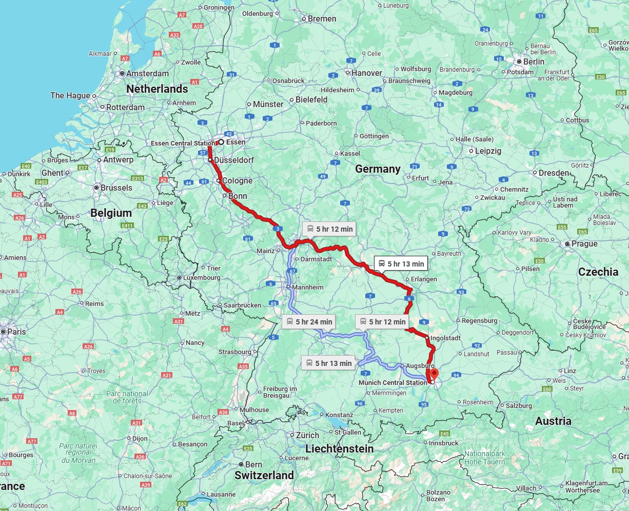 Anreise von Essen Zu München Über 