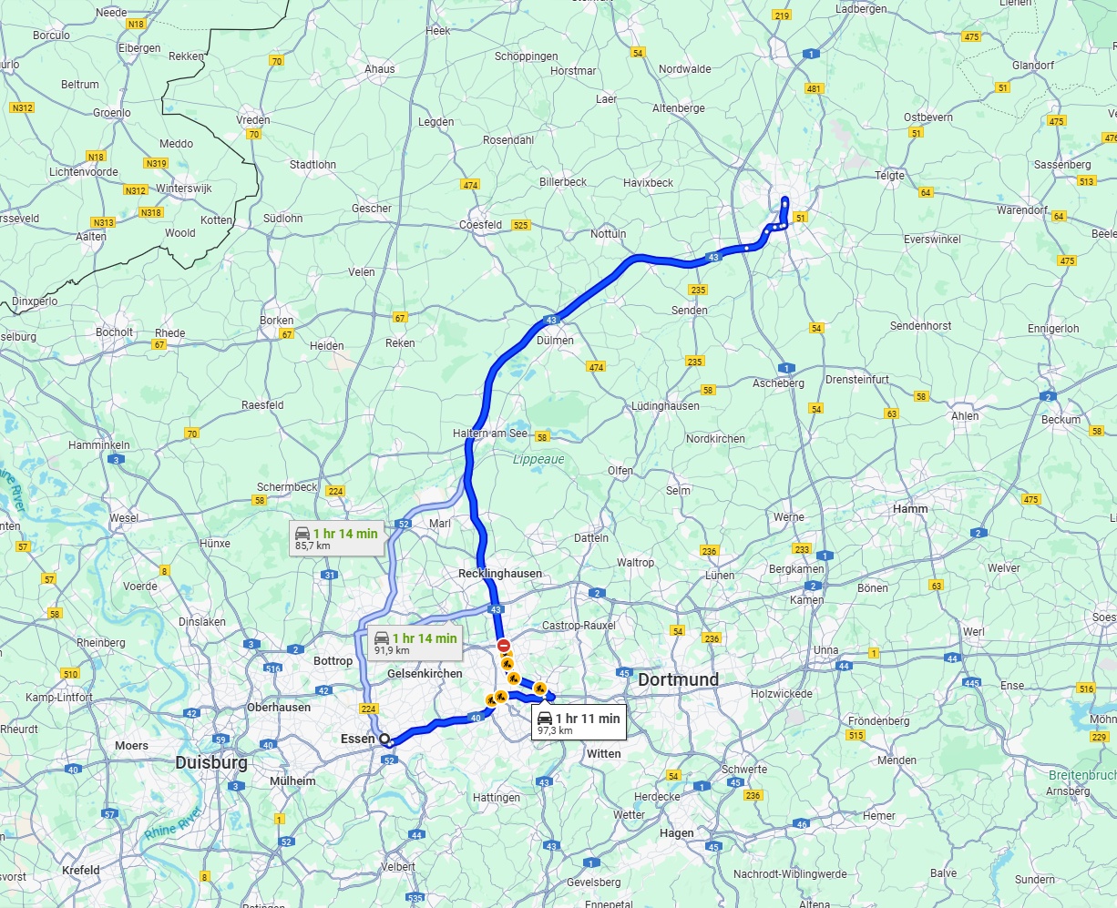 Anreise von Essen Zu Münster Über via A43