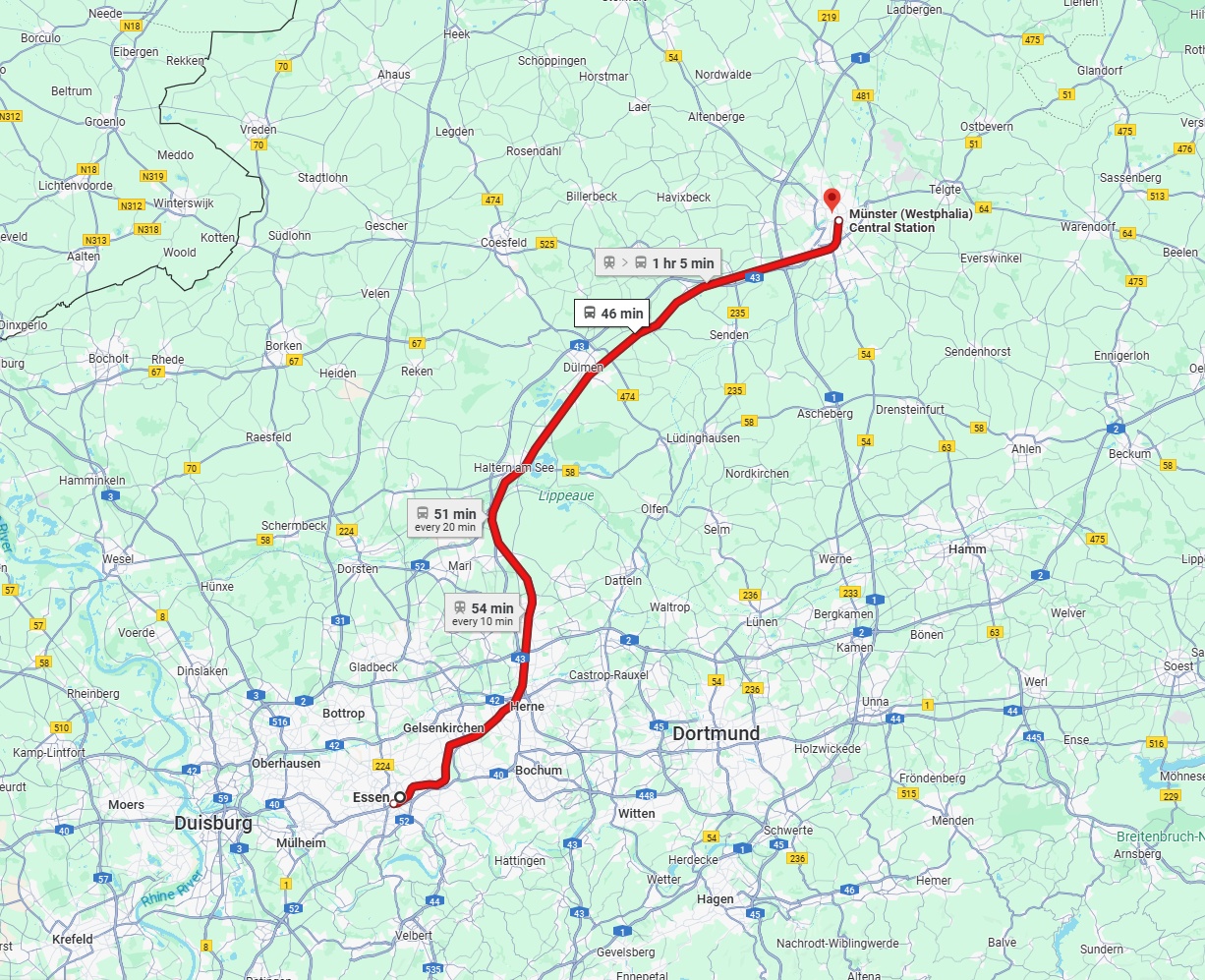 Anreise von Essen Zu Münster Über 