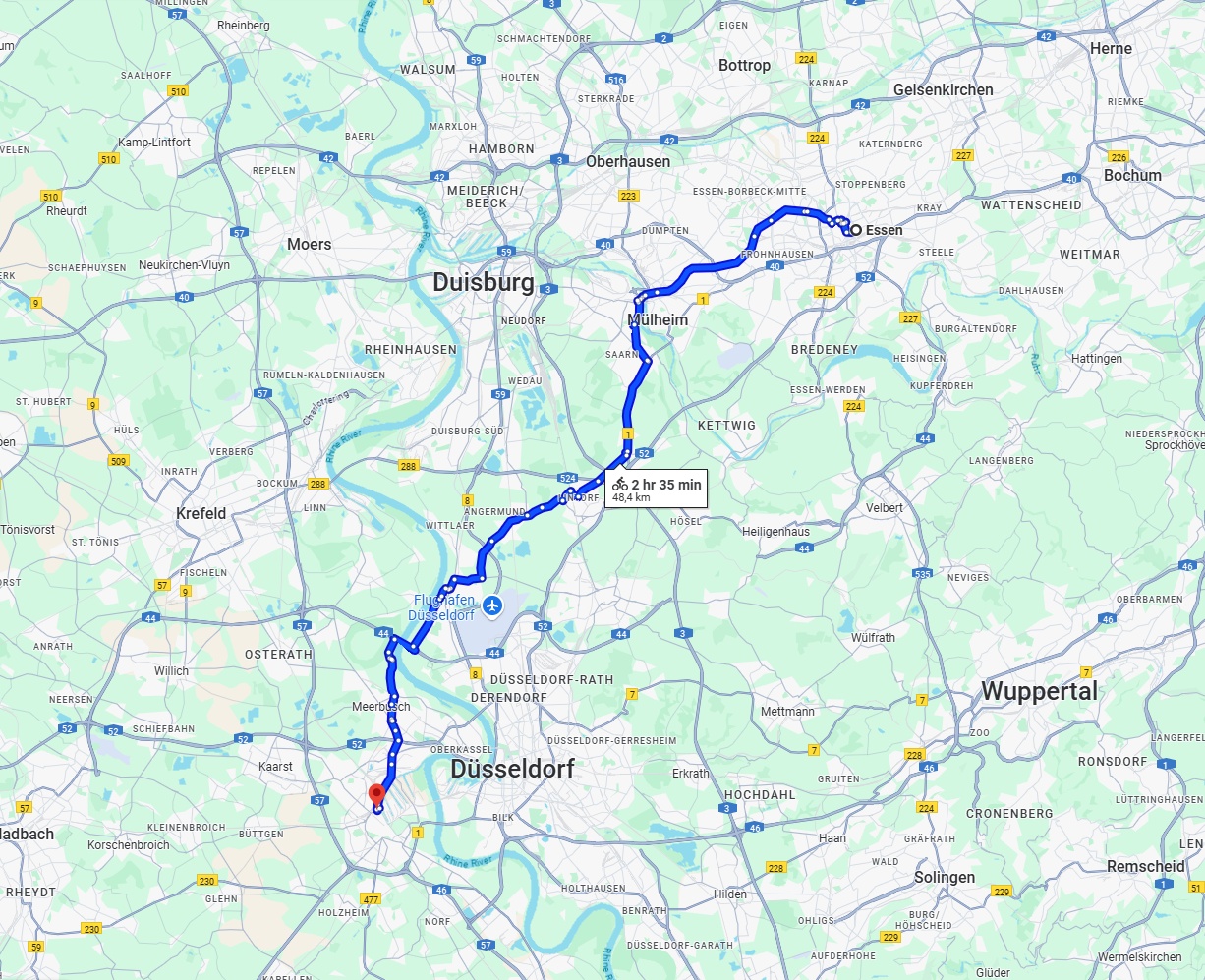 Anreise von Essen Zu Neuss Über 