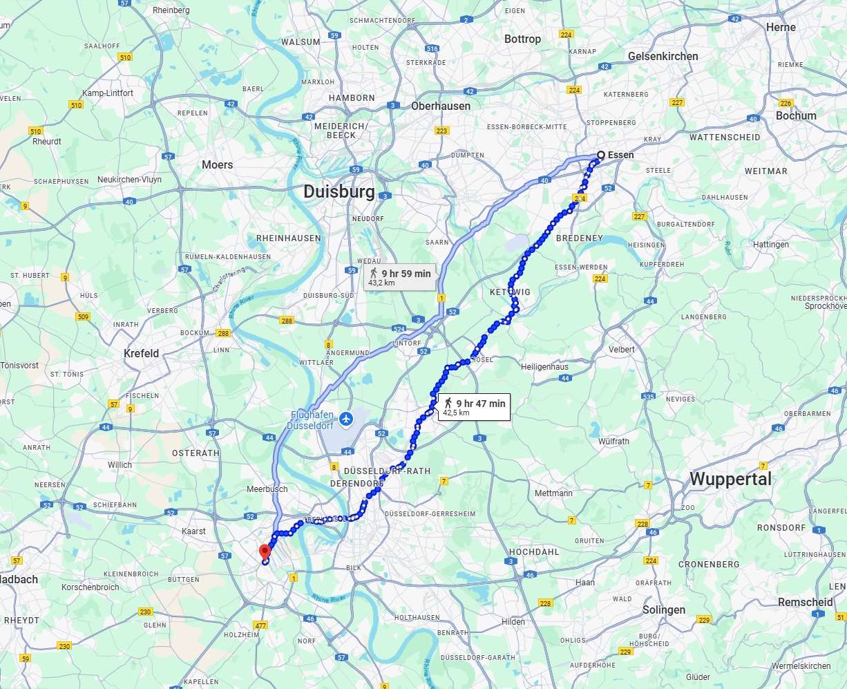 Anreise von Essen Zu Neuss Über 