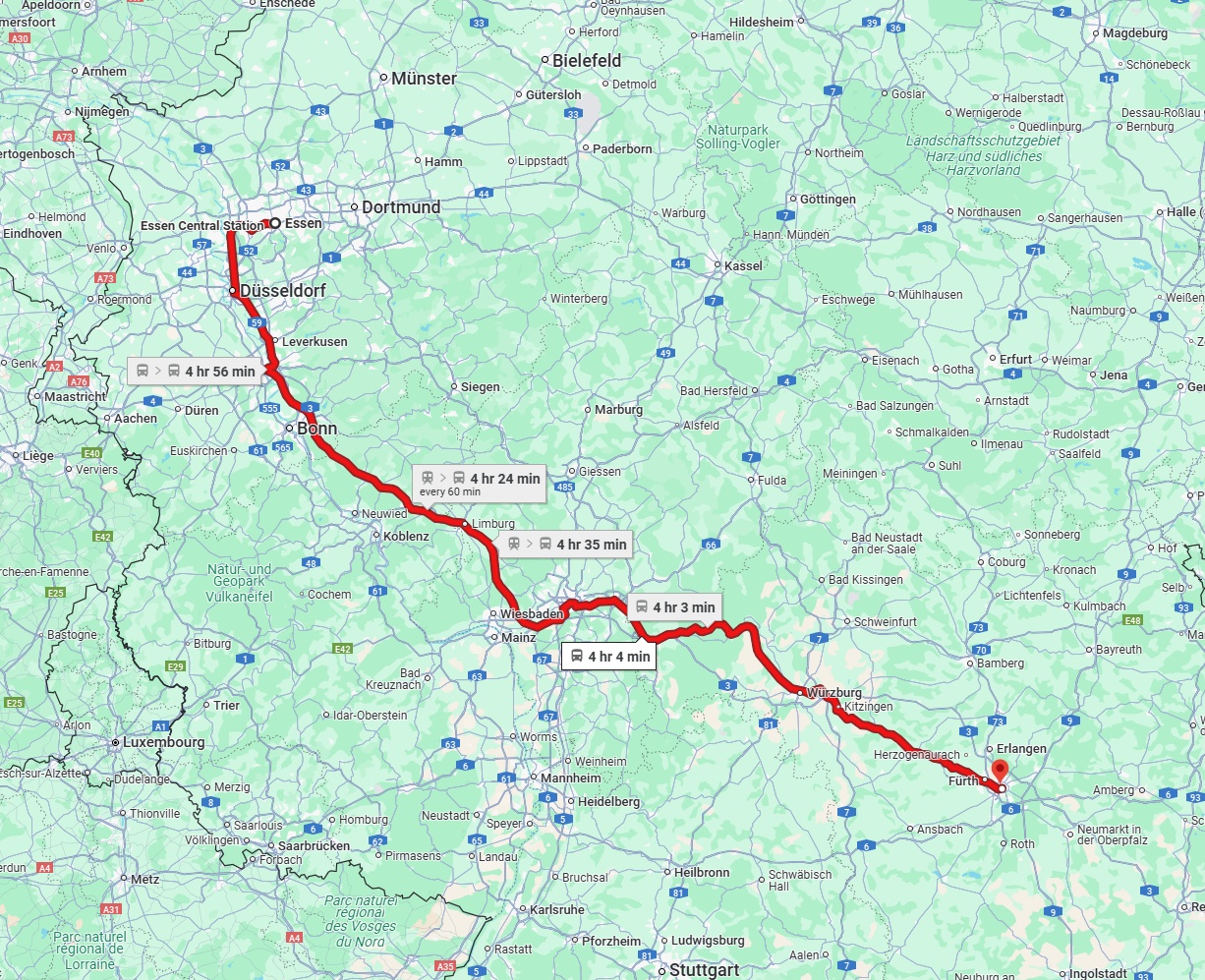 Anreise von Essen Zu Nürnberg Über 