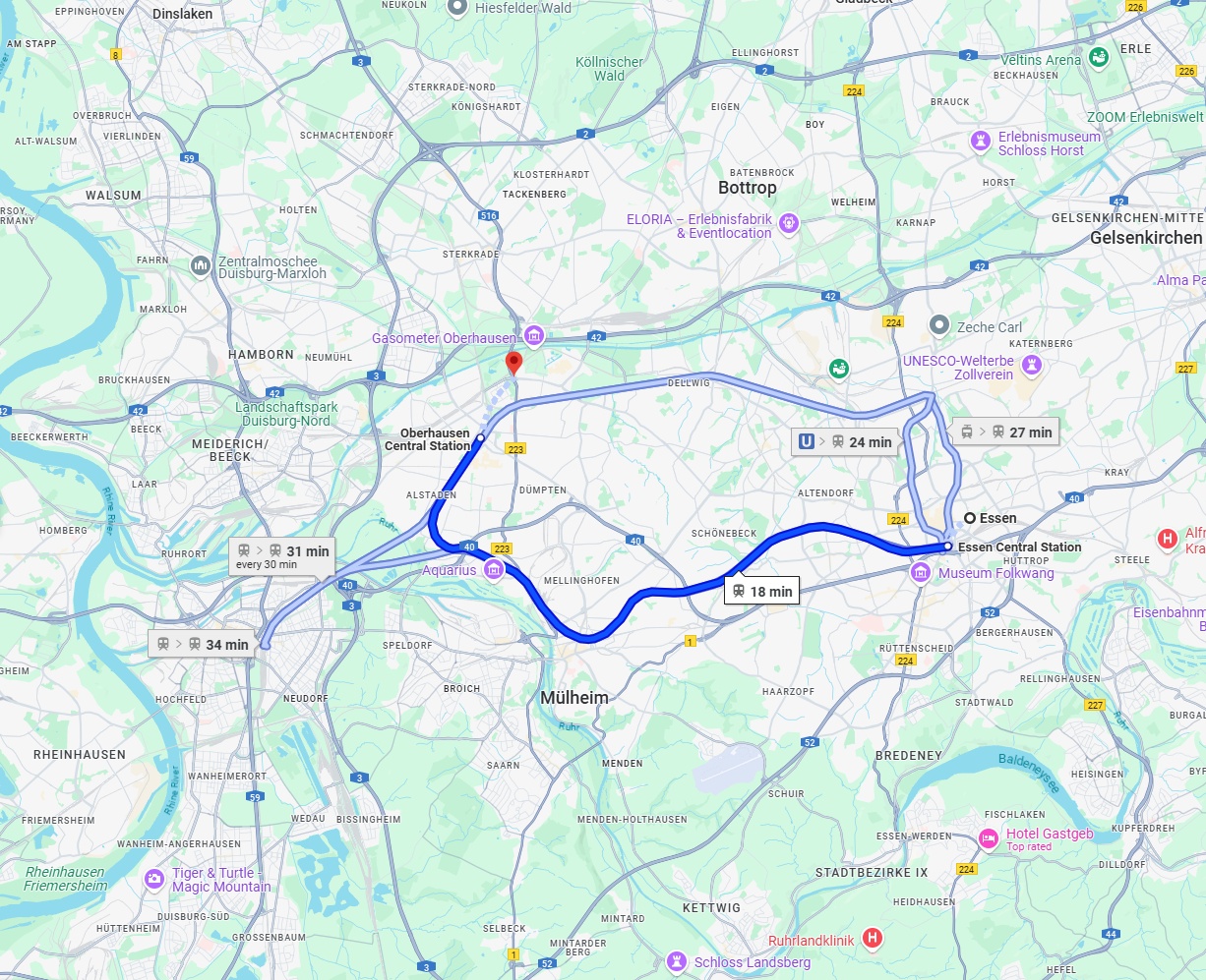 Anreise von Essen Zu Oberhausen Über 