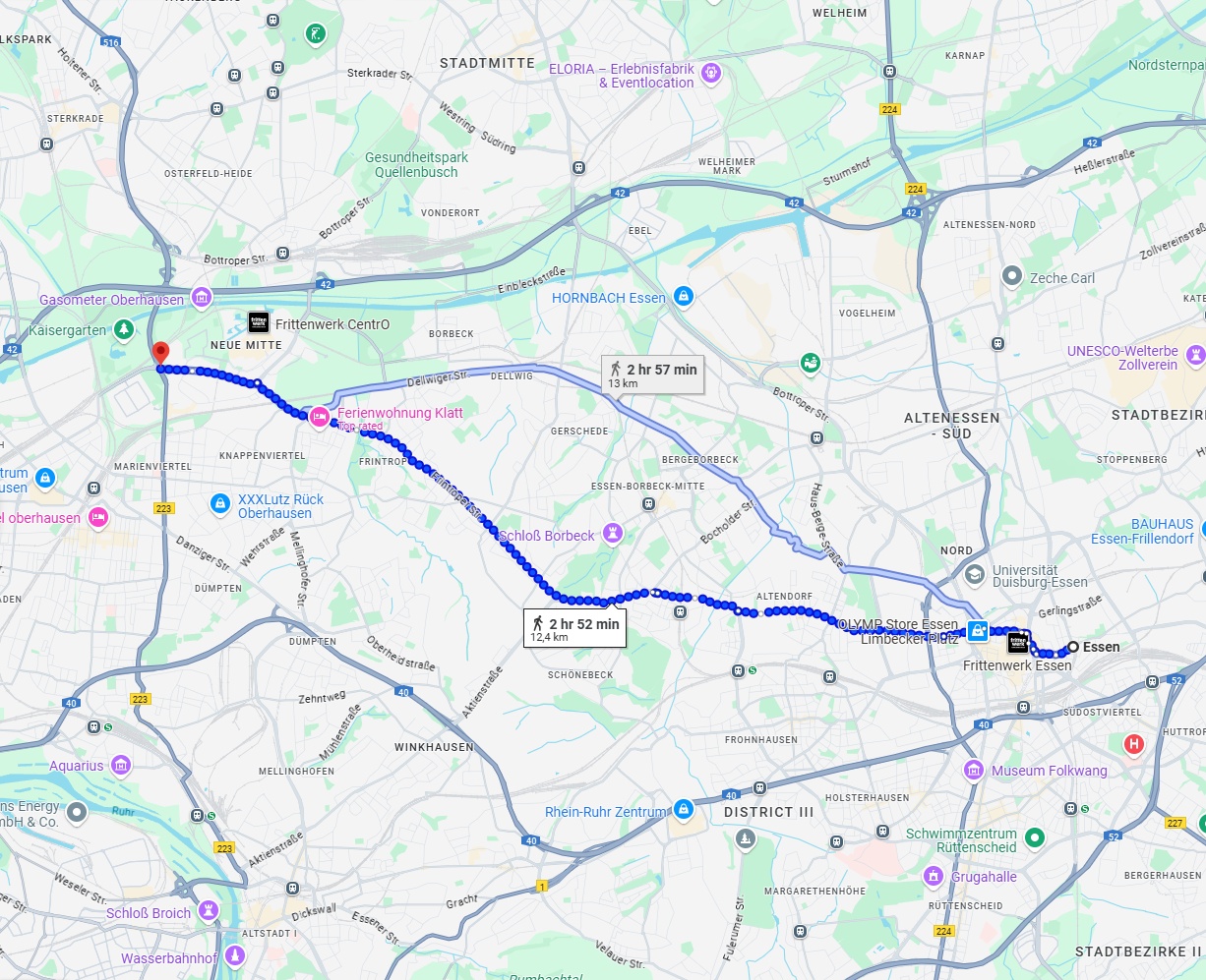 Anreise von Essen Zu Oberhausen Über 