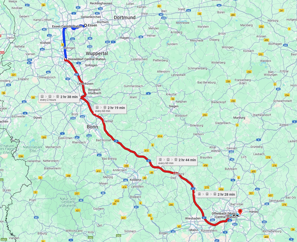 Anreise von Essen Zu Offenbach am Main Über 