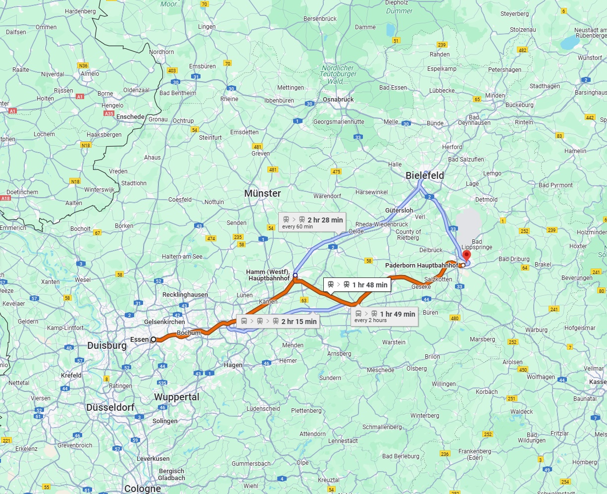 Anreise von Essen Zu Paderborn Über 
