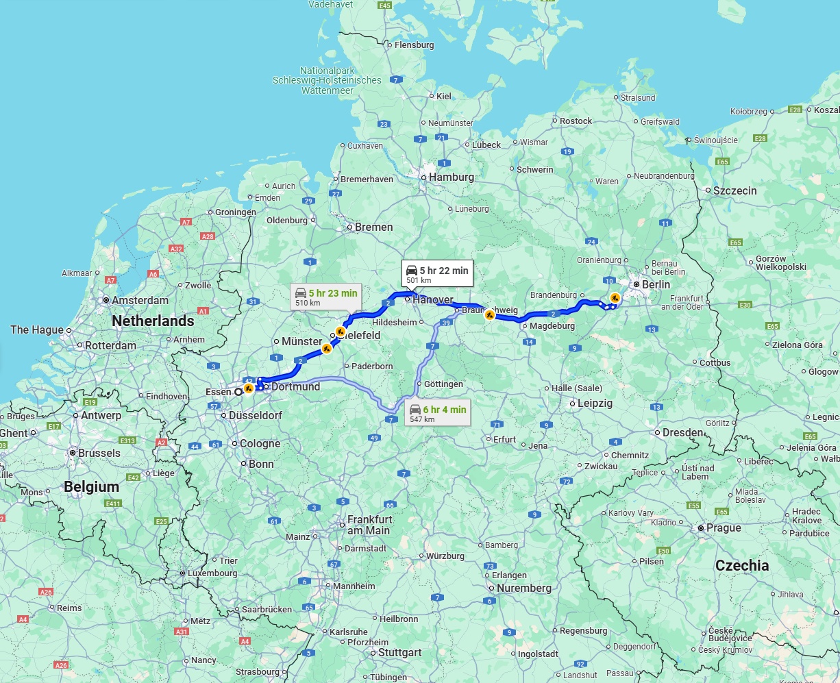 Anreise von Essen Zu Potsdam Über via A2