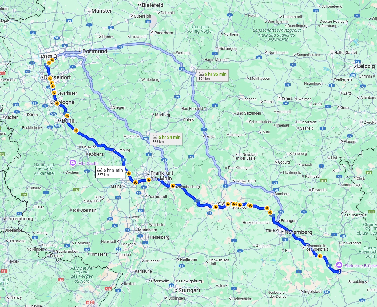Anreise von Essen Zu Regensburg Über via A3