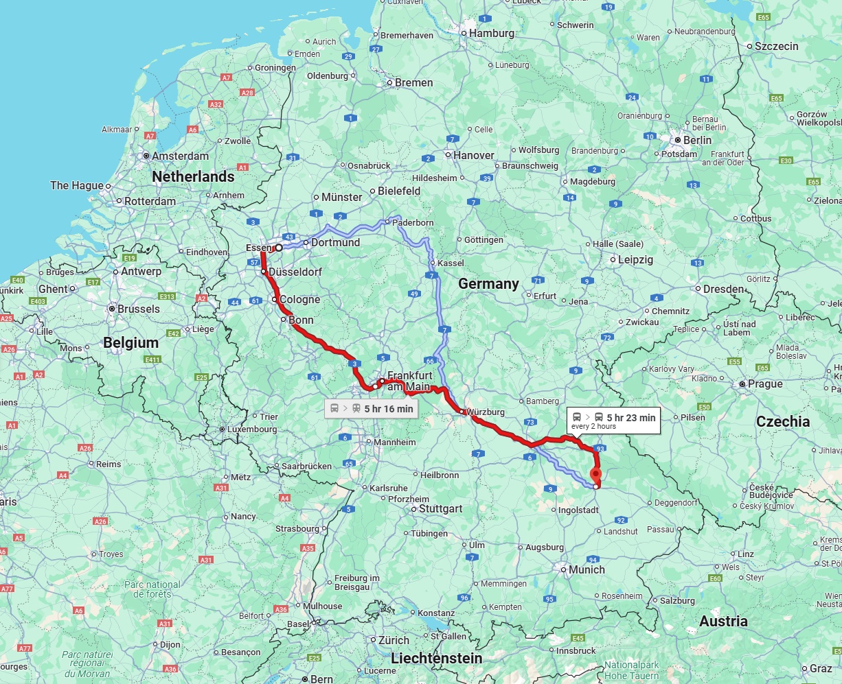 Anreise von Essen Zu Regensburg Über 