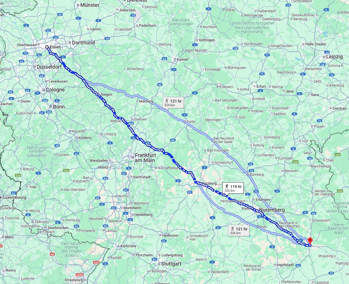 Anreise von Essen Zu Regensburg Über 