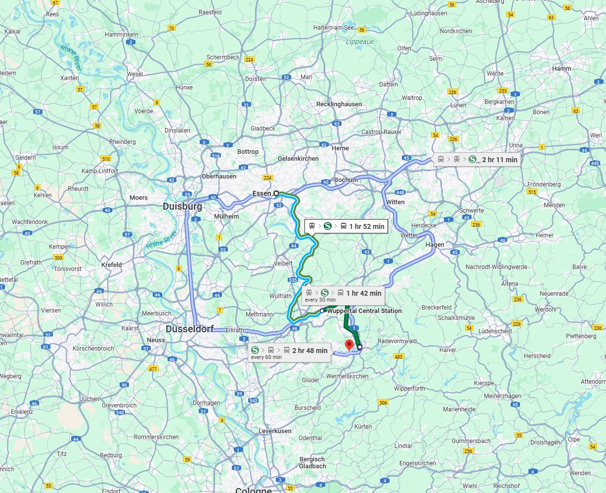 Anreise von Essen Zu Remscheid Über 