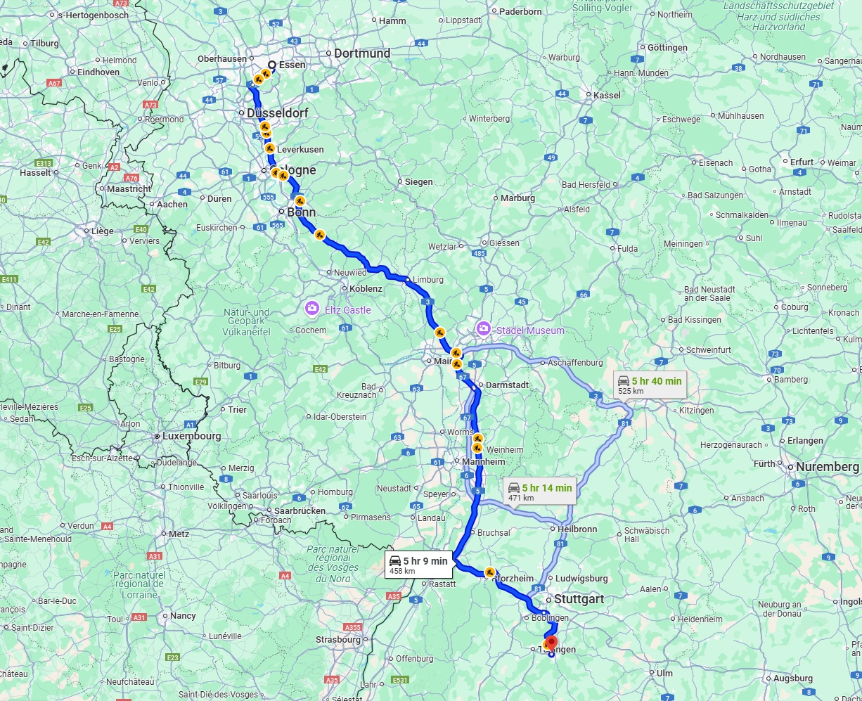 Anreise von Essen Zu Reutlingen Über via A3